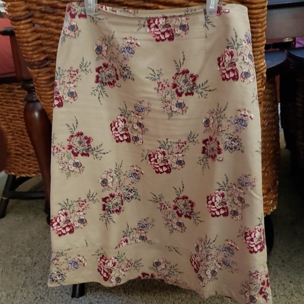 Eddie Bauer Linen Floral Skirt